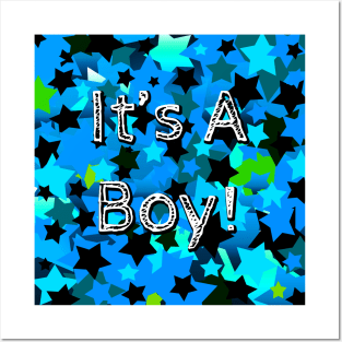 It's A Boy! Light Blue Stars Posters and Art